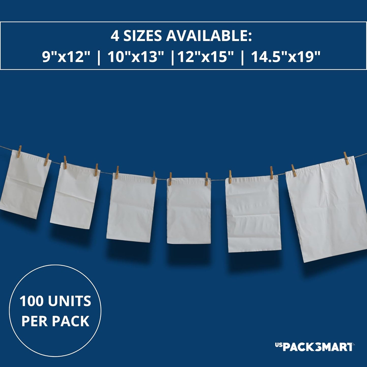 White Plastic Poly Mailers 12"x15" | Shipping Bags for Clothing, Books & Accessories | Durable Shipping Envelopes | Waterproof and Tear-Proof with Strong Self-sealing Adhesive | 100-Pack