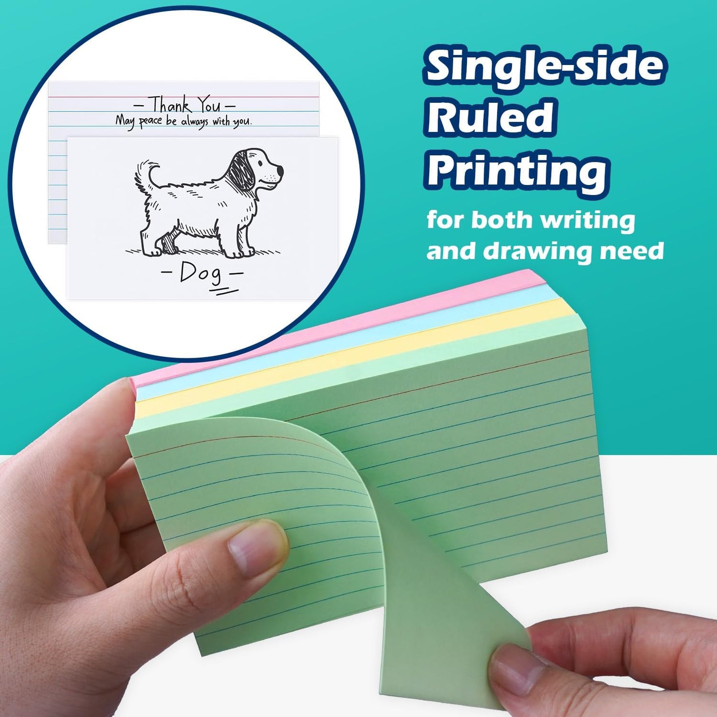 Pink Lined Index Cards 3x5 Ruled Note Cards 200 Count, 180 GSM Heavy Weight