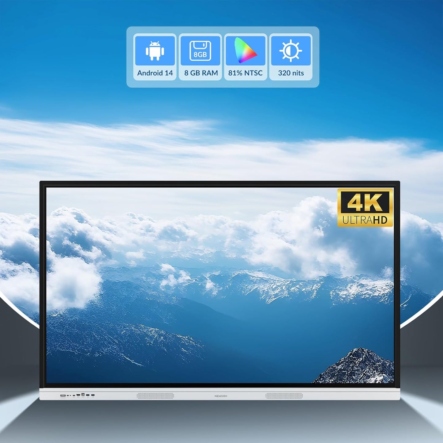 4K Smart Board - Google EDLA-Certified Interactive Whiteboard, Android 14 OS, 50-Point Touch, Wireless Casting - Digital Whiteboard for Classrooms & Hybrid Offices (Android, 55 Inch)