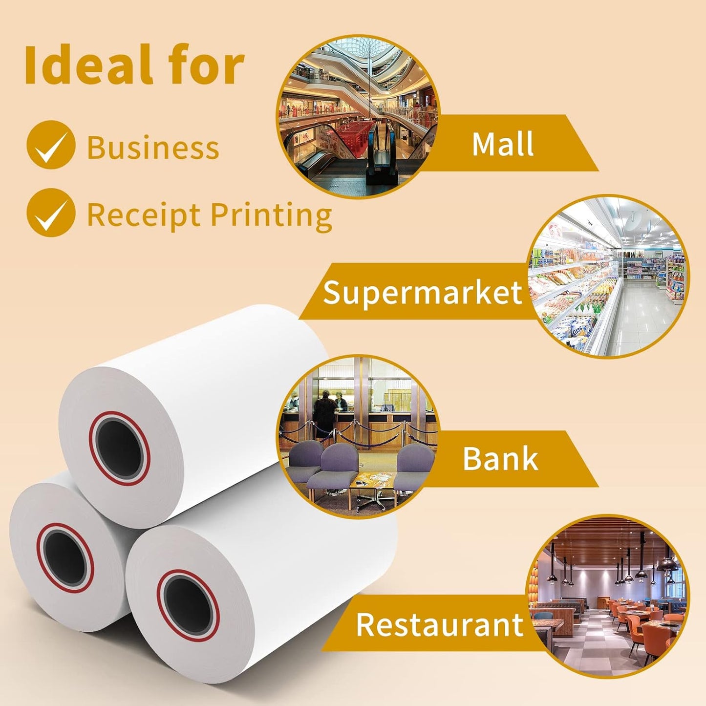 MFLABEL® 50 Rolls Thermal Paper (2 1/4" x 85') - POS Receipt Rolls for Cash Register, Credit Card Terminal, Square Reader, Clover & More | High-Sensitivity 48g Thermal Paper, BPA-Free, Sharp Print