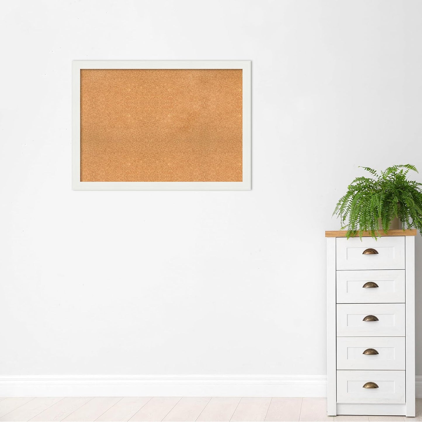 Amanti Art Natural Cork Board for Wall, 31x43 Vision Board with White Frame, X-Large Corkboard Office Decor for Home Organization, Casual Corkboard Pinboard to Display Items for Home Organization in