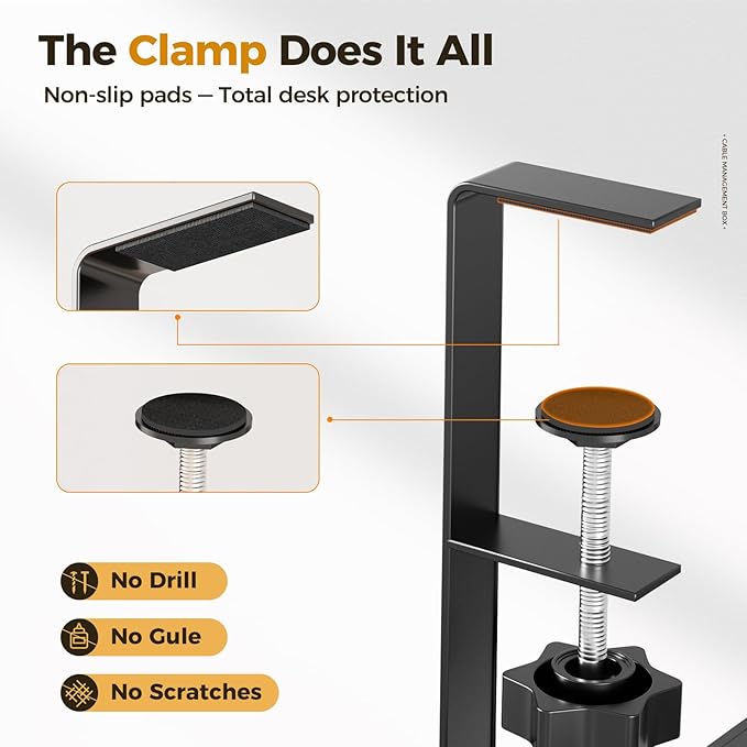 Under Desk Cable Management Tray Black, Cinati Wire Organizers No Drill - Image 4