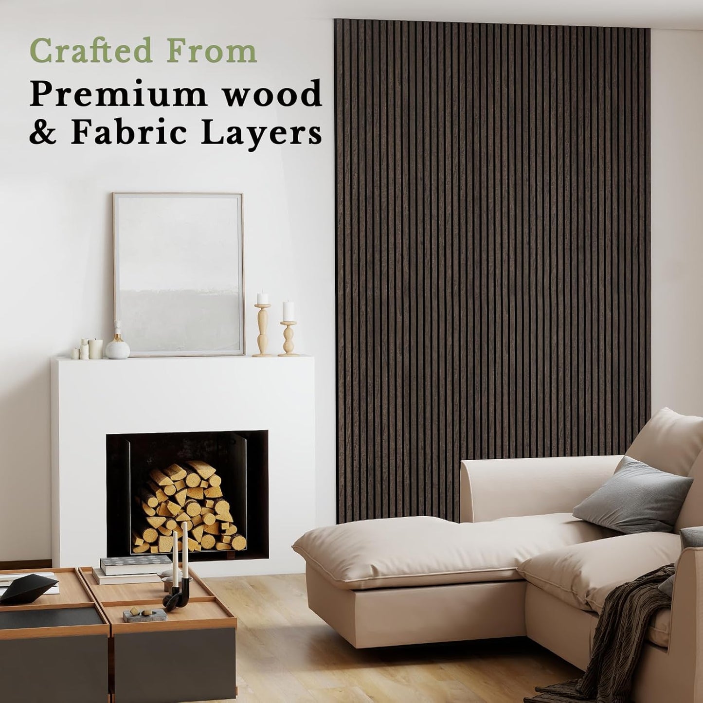 MISSDAY Wood Slat Acoustic Wall Panels, 4 Packs 94.5" x 12.6" Dark Walnut Soundproof Panel For Interior Wall Decor Noise Absorbing-3D Textured Wooden Panel Sound-Absorbing for Home, Office, Studio