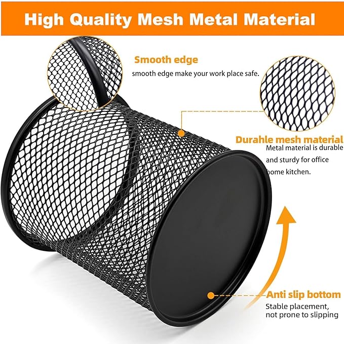 Pen Holder Mesh Pencil Holder Metal Pen Holder Cup Pencil Cup Holder - Image 3