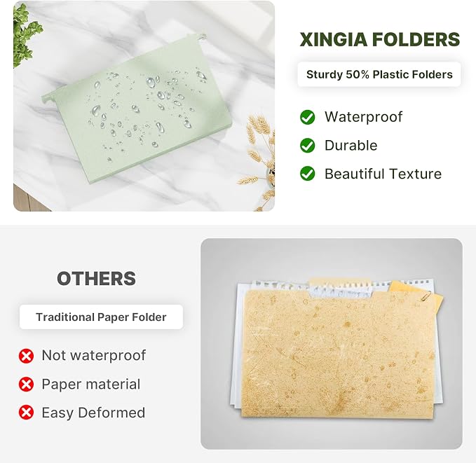 XINGIA Legal Size Hanging File Folders, 6 Pack Plastic Hanging Folders - Image 6