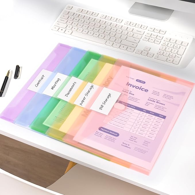 Sooez 10 Packs Plastic Envelopes Plastic File Folders, Fresh Colors - Image 5