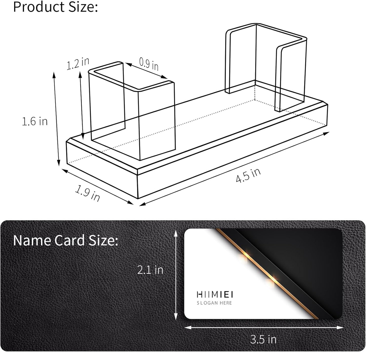 HIIMIEI Business Card Holder Acrylic: 2 Pack Business Card Display for Desk - Clear Business Card Stand for Office Reception Event Conference Room Desktop