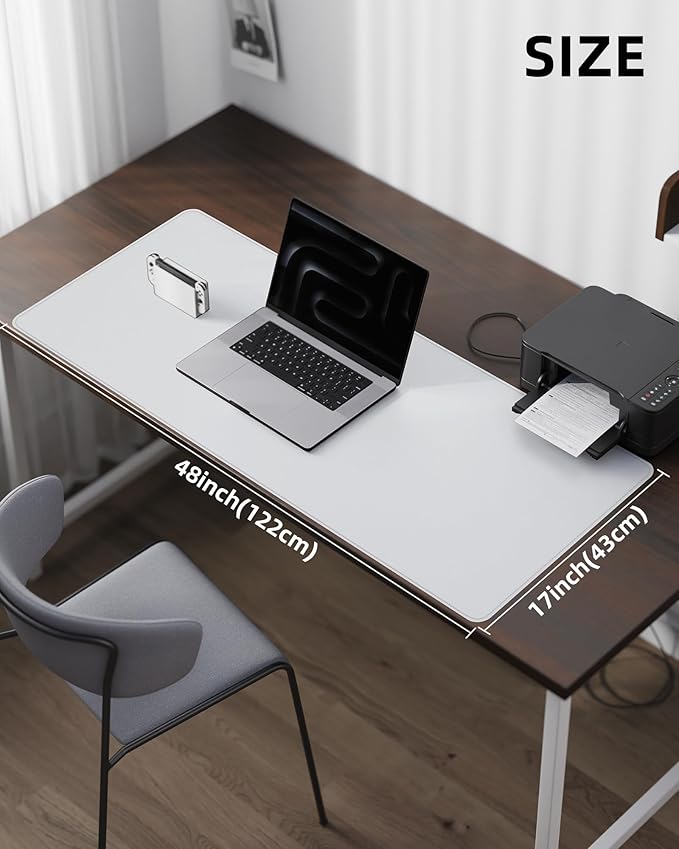 Leather Desk Pad Protector- 48" x 17" Office Desk Mat, Non-Slip PU Leather - Image 5