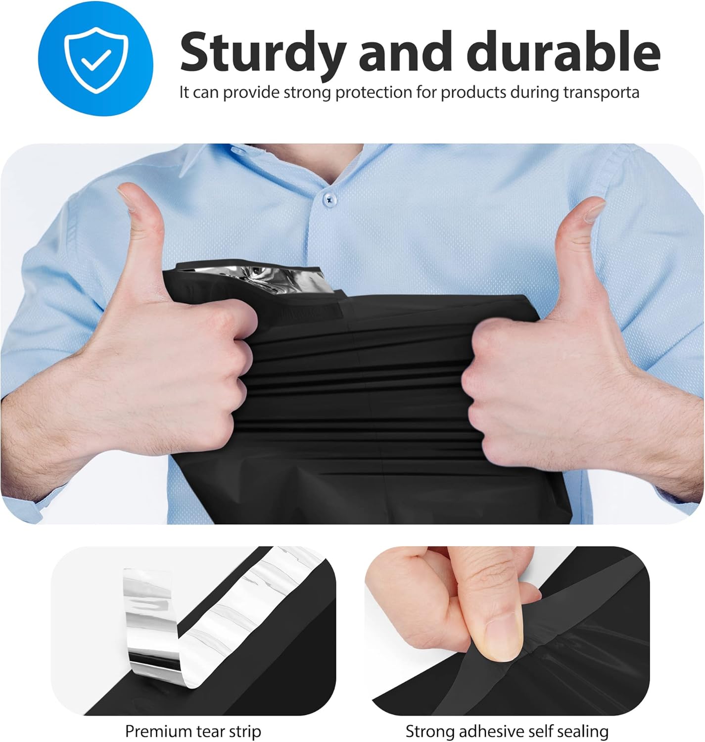 Fuxury Poly Mailers 12x15.5Inch 500Pcs,Waterproof Shipping Bags for Clothing,Strong Adhesive Shipping Envelopes for Small Business,Self Seal Mailing Bags Poly Mailer Bags Black