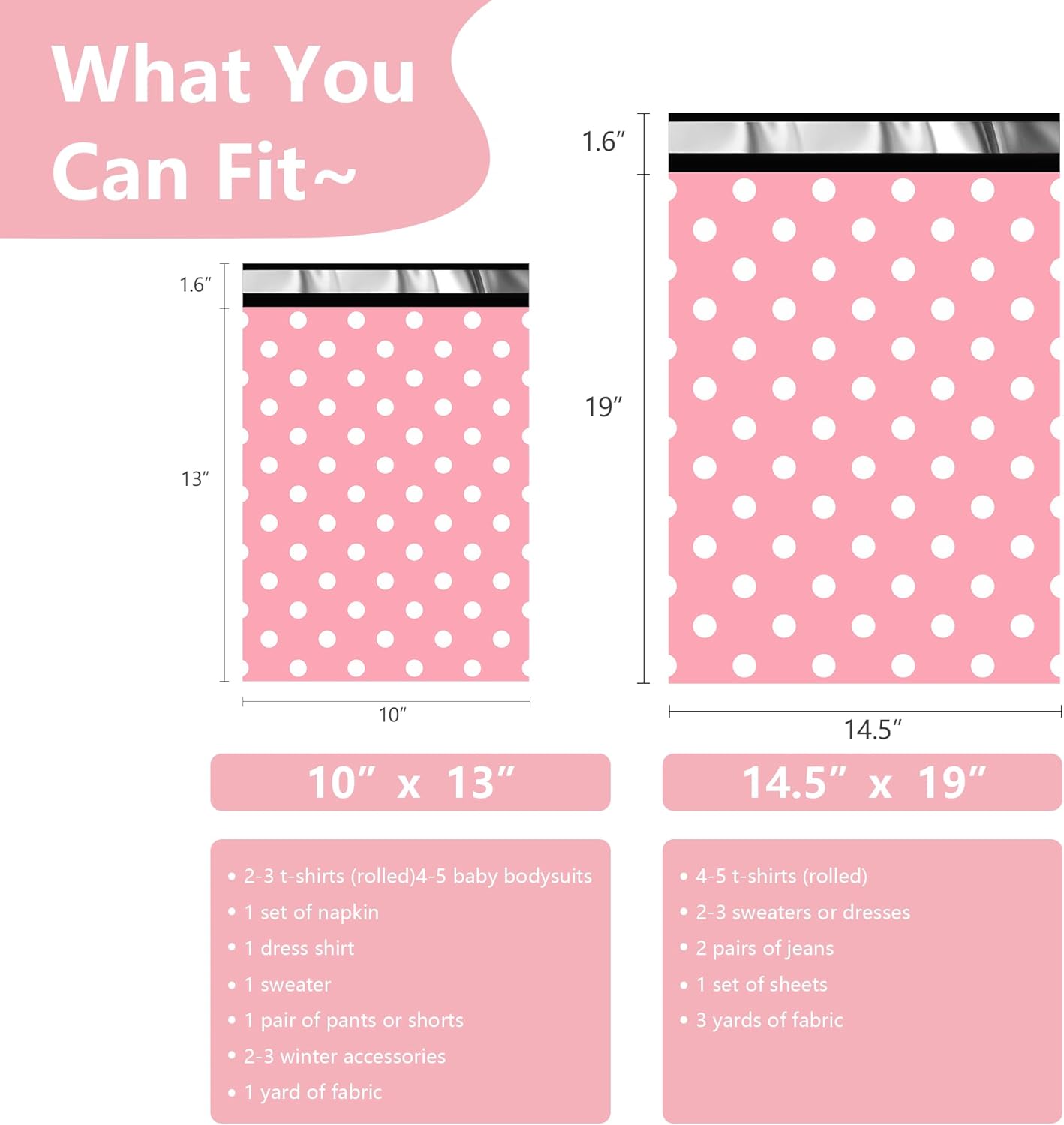 Thank You Poly Mailers 10x13 Inch 25 Pcs - Pink Dots printed Shipping Bags, 2.4mil Thickness, Waterproof and Tear Resistant Mailing Envelopes, Self-Sealing Packaging Bags for Small Business