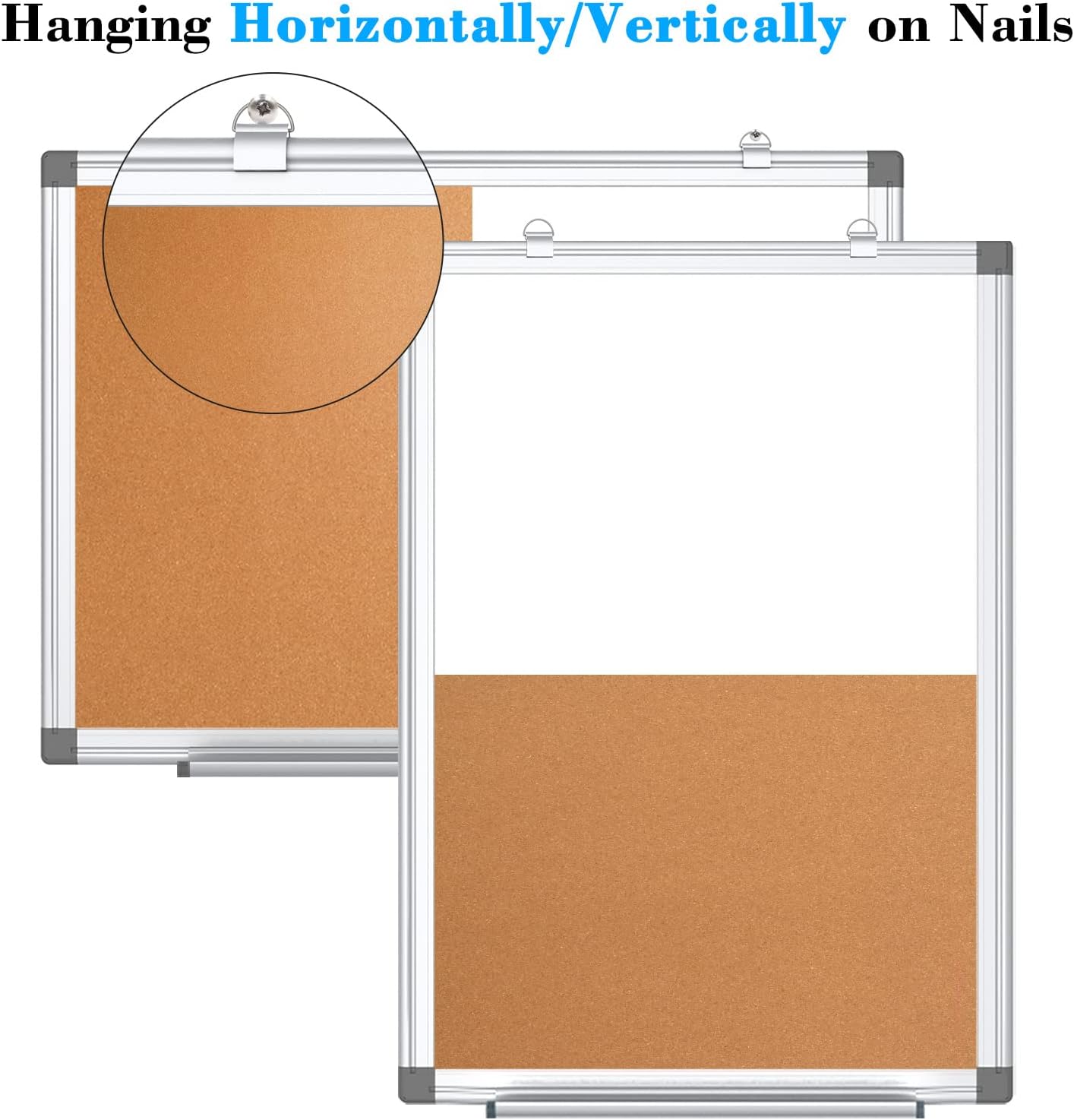 WALGLASS Combination Magnetic Whiteboard & Corkboard, 36"x24" Combo for School, Office & Home, Dry Erase Board with Removable Tray, Pins, Eraser, Markers & Magnets