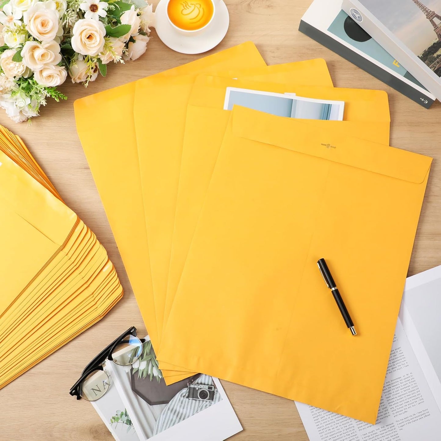 40 Pcs Extra Large Mailing Clasp Envelopes 14 x 18 Inch Jumbo Kraft Catalog Manila Envelope with Clasp Closure for Oversized Big Document Office Home Business School Storing Mailing (Brown)