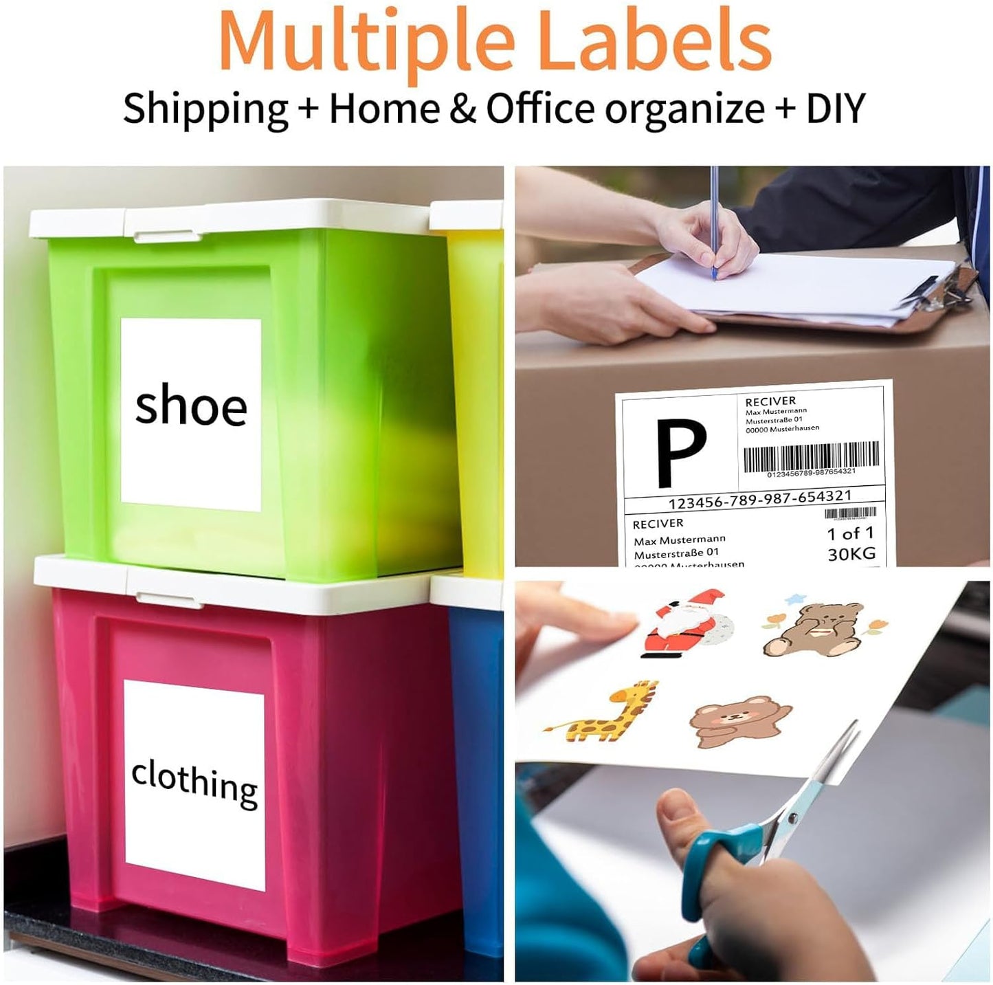 8.5" x 11" Sticker Paper for Inkjet Printers - 2000 Sheets Full Sheet Shipping Labels Printable Full Page Labels 8.5×11 White Sticker Paper for Laser Printing - Matte