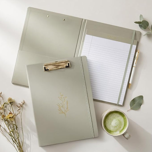Aesthetic Clipboard Folio with Refillable Lined Notepad & Interior Pocket – by ZICOTO