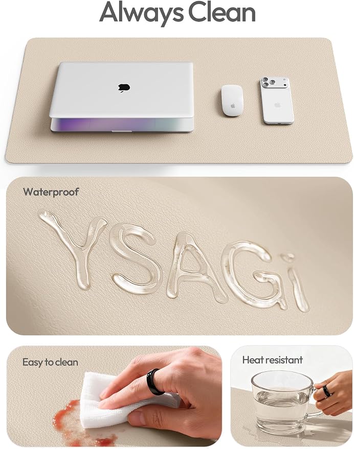 YSAGi Leather Desk Pad Protector, Large Mouse Pad, Non-Slip PU Leather Desk - Image 7