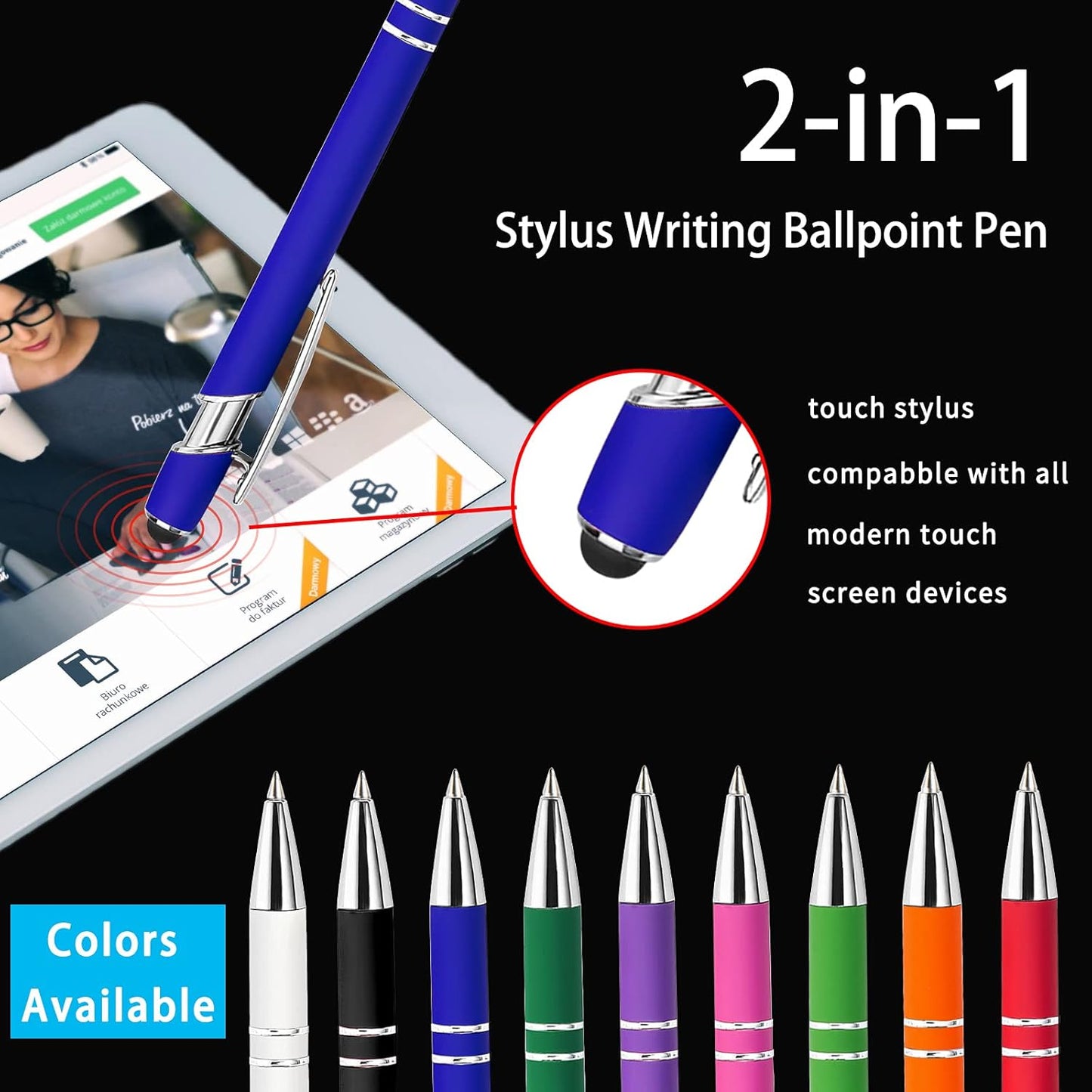 Max 500 Pcs Personalized Pens Bulk, Custom Pens with Free Engraving, Customized Stylus Tip Ballpoint Pen with Your Name Massage Text for School Office Business Graduation Anniversaries-50 Packs