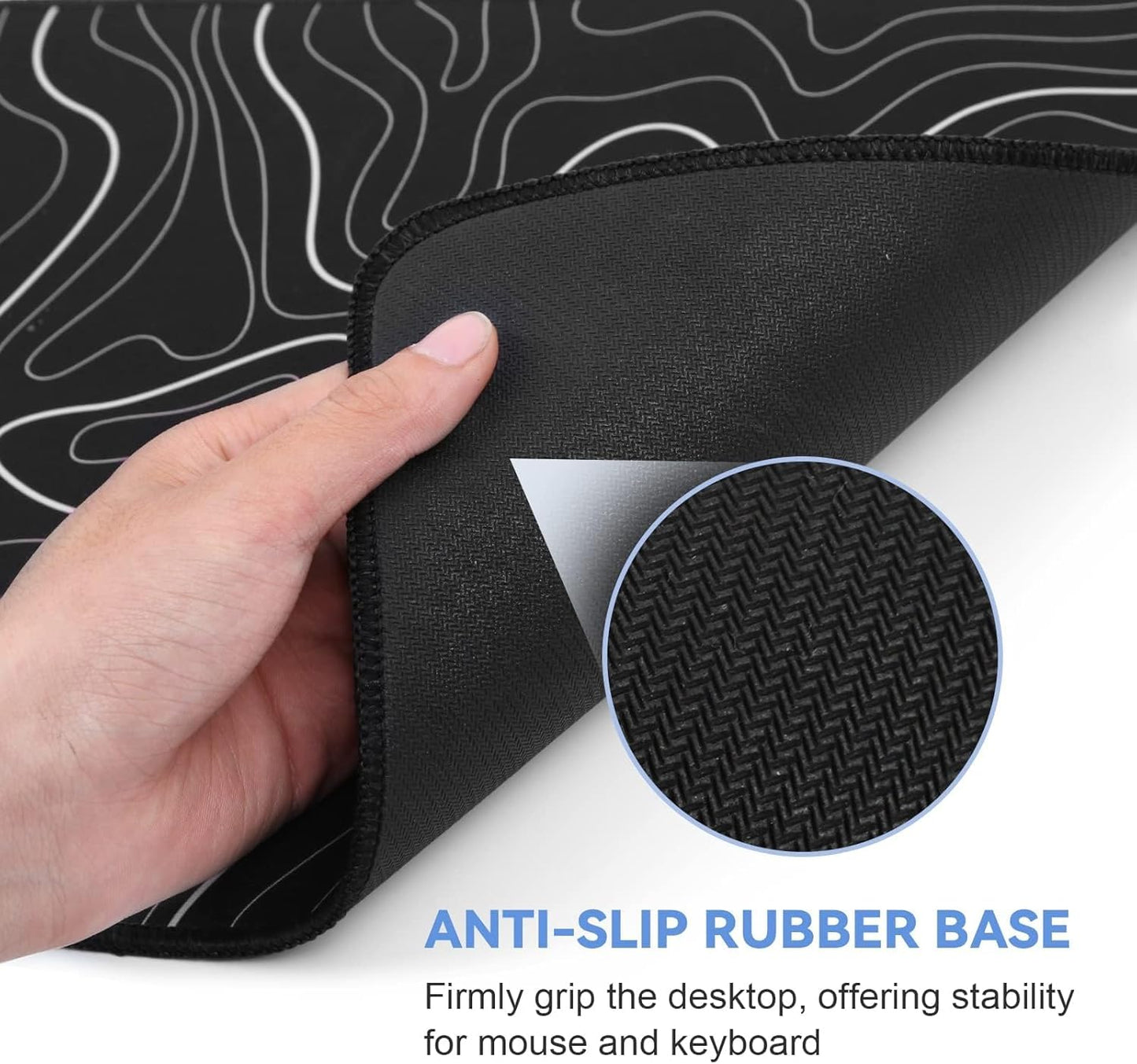 Large Mouse Pad for Desk - Gaming Mouse Pad with Non-Slip Base Stitched Edges, Mousepad for Keyboard and Mouse