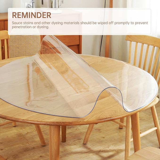Warmstar Clear Table Protector 2mm Thick, Dia.70Inch Round Clear Table Cover - Image 4