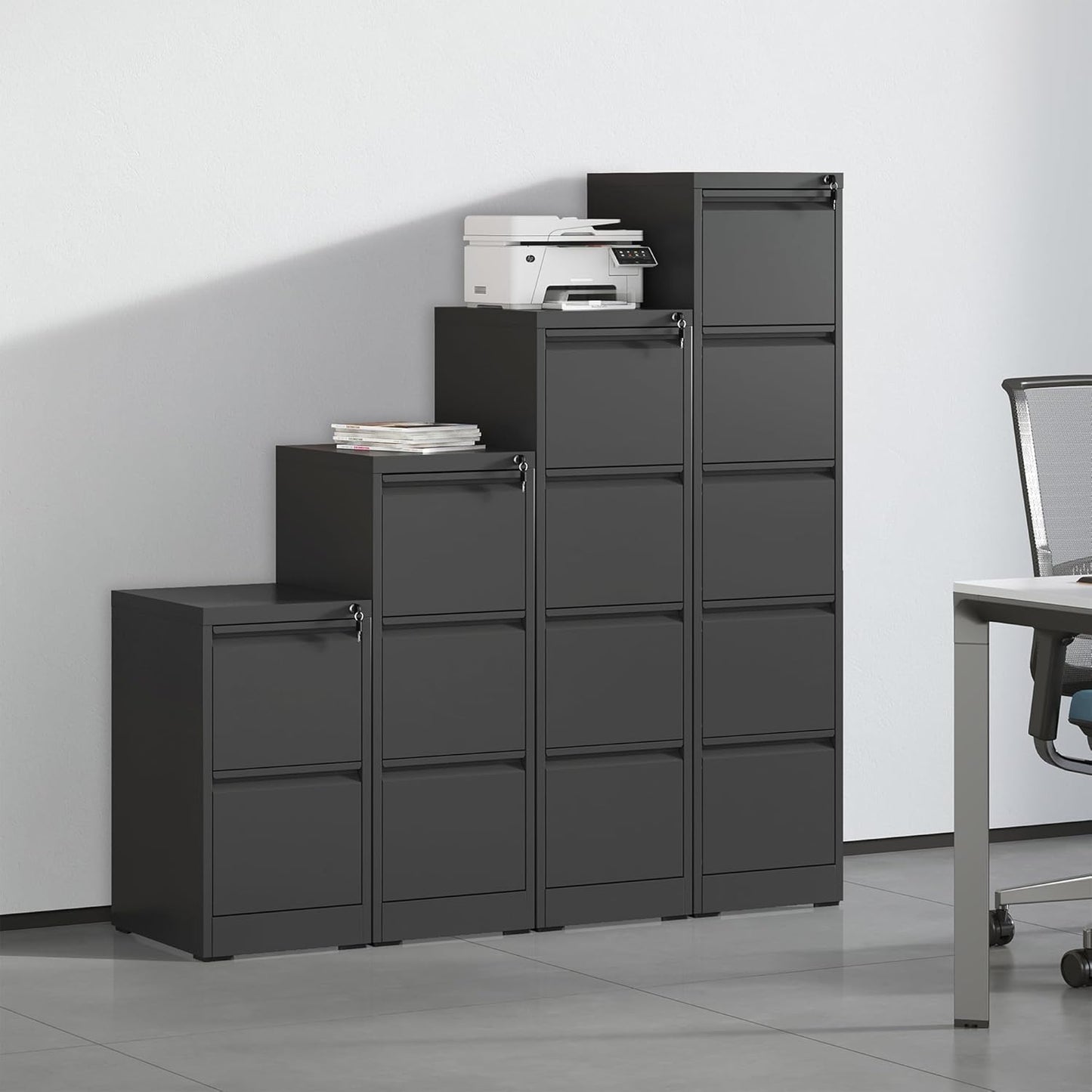 Metal File Cabinet with Drawer Heavy Duty Locking File Cabinets Home Office Steel Filing Cabinet Vertical File Cabinets for Legal/Letter Size File,Assembly Required