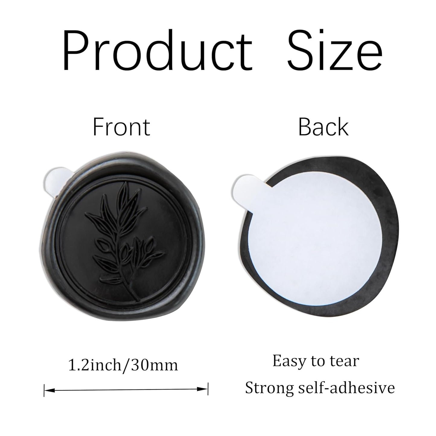 PONATIA Black Wax Seal Stickers - Wedding Invitation Seal Stickers, 50 Pcs Self- Adhesive Wax Seals, Perfect for Invitation Cards, Envelopes Christmas Cards, Gift Wrapping, Party Menu Decor