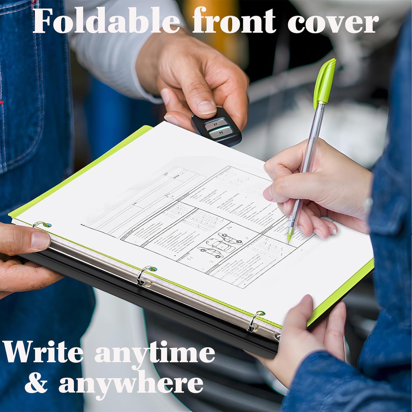 INFUN 1 Inch Telescoping 3 Ring Binder - 1PCS-Black, Flexible Binders with Customizable Front Cover and Clear Catalog Pocket, 1 Inch Rings, 225 Sheet Capacity
