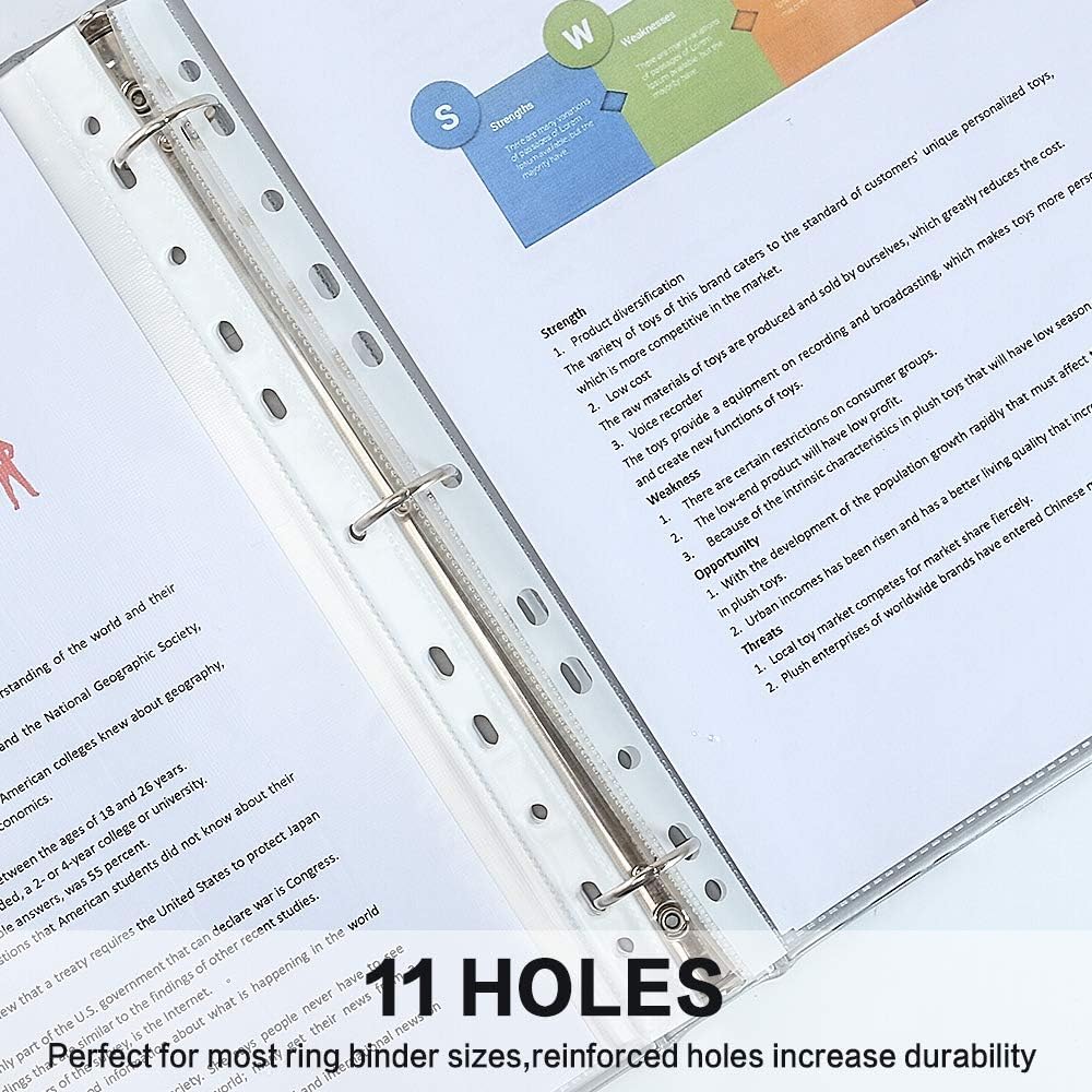 Sheet Protectors, HERKKA 400Pack Heavy Duty Page Protectors Holds 8.5 x 11 inch Sheets, 9.25 x 11.25 inch Top Loading, Clear, Reinforced 11-Hole Fit for 3 Ring Binder