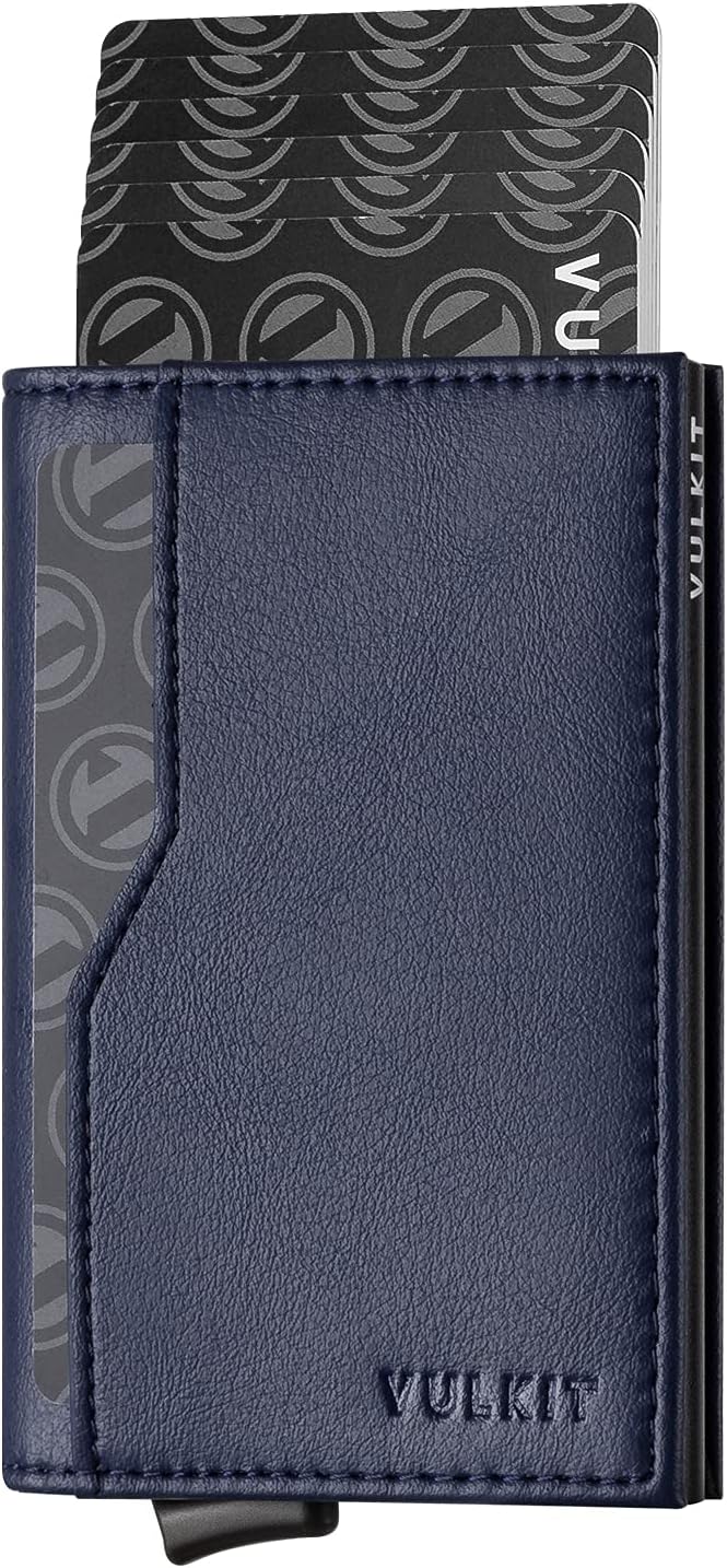 VULKIT Card Holder Wallet with Double ID Windows RFID Blocking Pop Up Wallet Minimalist Design for 12 Cards