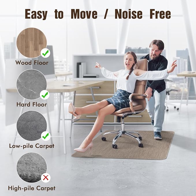 Blvornl Office Chair Mat for Hardwood Floor and Low Pile Carpet, Anti-Slip Hard - Image 3