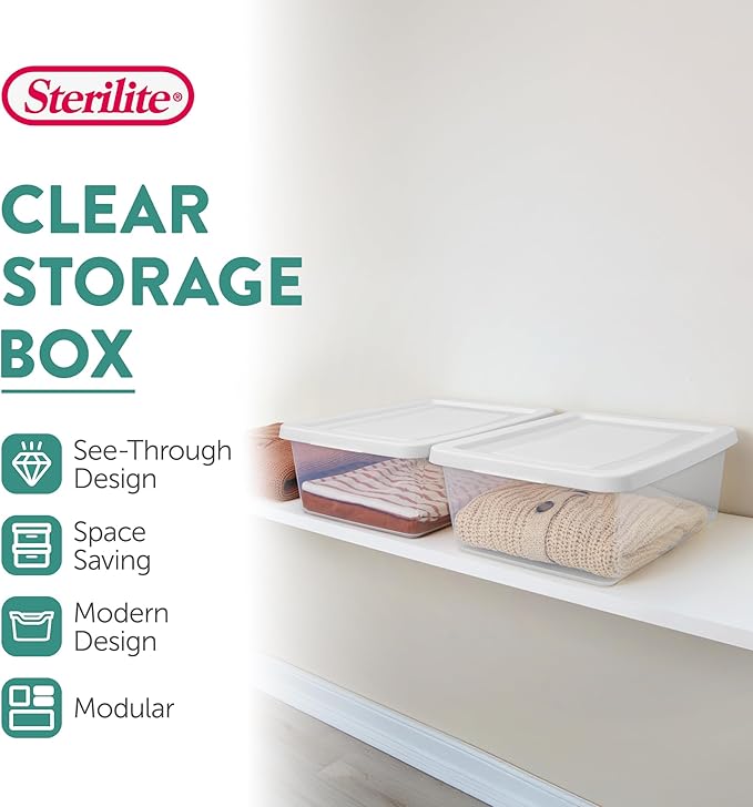 Sterilite 30 Pack Storage Box, 12 Quart Stackable Tote - Image 2