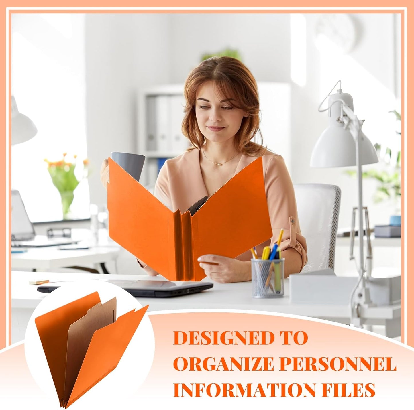 48 Pcs Classification Folders Letter Size, 1 Divider Pressboard File Folder with Fasteners, Expanding File Organizer Bulk for Teachers, Clergy, Office, Church, Christmas Donations (Orange)