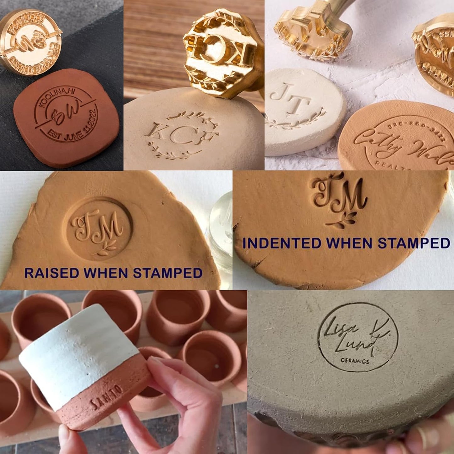 Custom Pottery Stamps for Clay Personalized Pottery Tool Kit Stamp with Own Design Signature Letters Gift for Potters DIY Lovers-1.5"