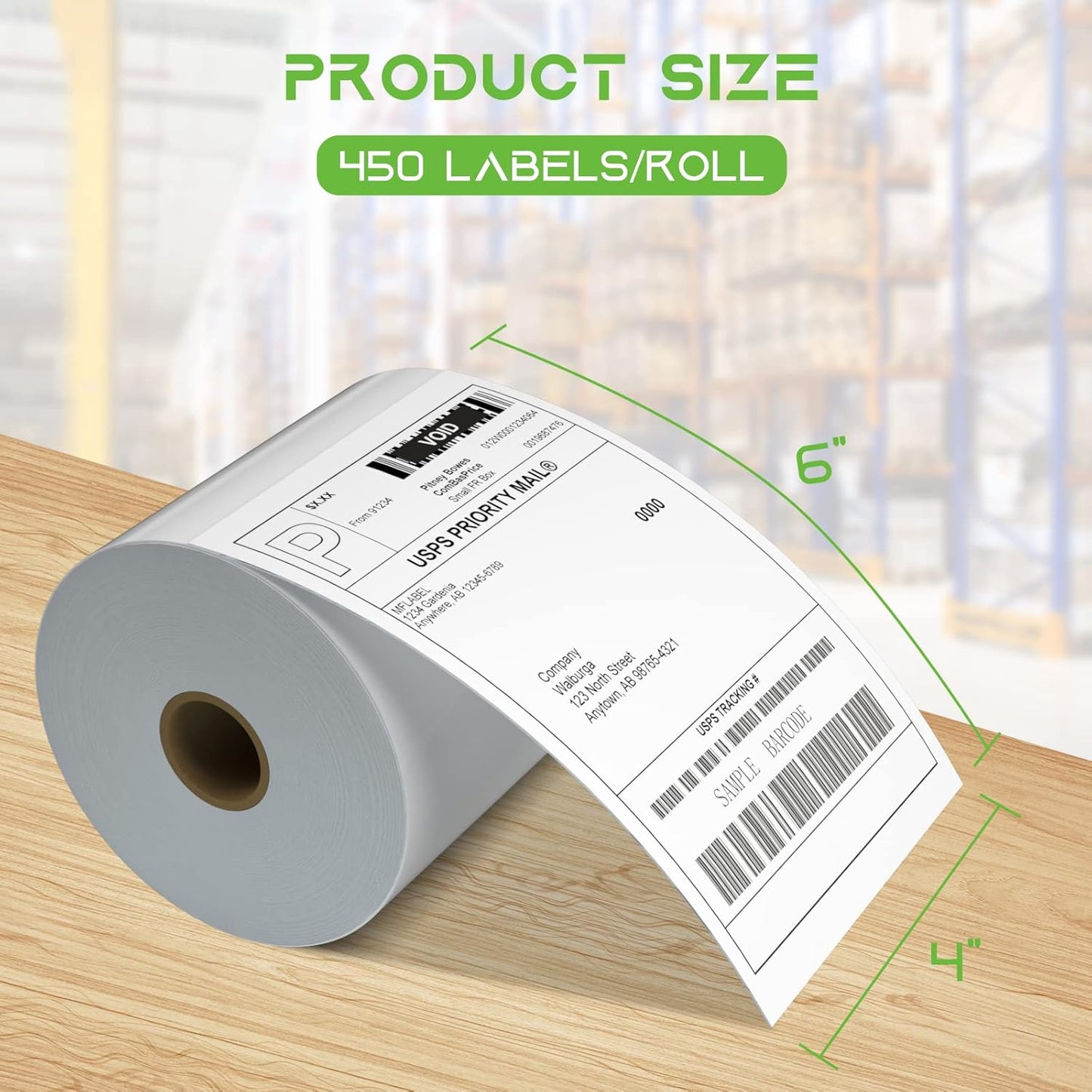 MFLABEL® 4x6 Direct Thermal Shipping Labels - 4 Rolls of 450 Labels/Roll, Compatible with Zebra 2844/ZP450/ZP500/ZP505, USPS/FedEx/UPS/Amazon Shipping, Smudge-Resistant & Permanent Adhesive