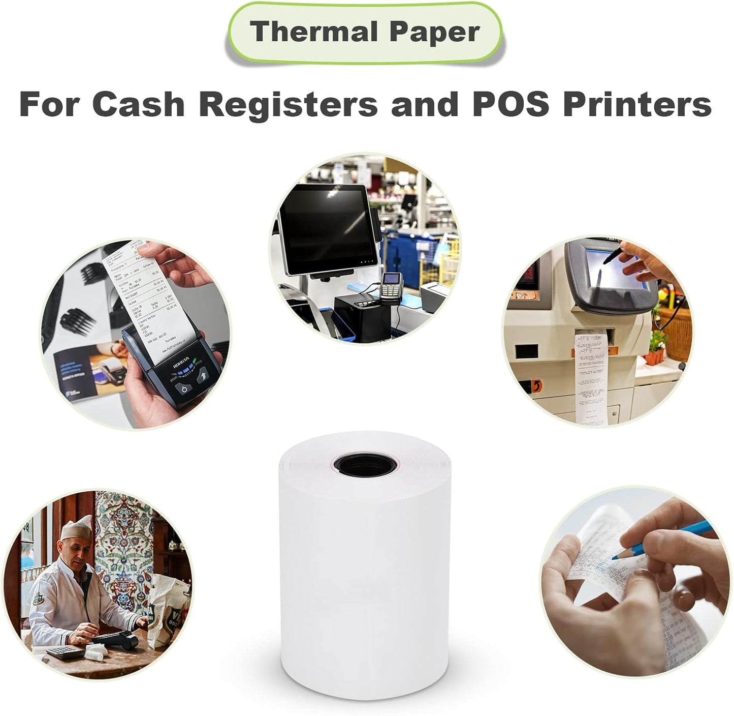 MFLABEL 2 1/4" x 50' Thermal Papers Cash Register POS Receipt Paper Credit Card Paper 2500 Rolls