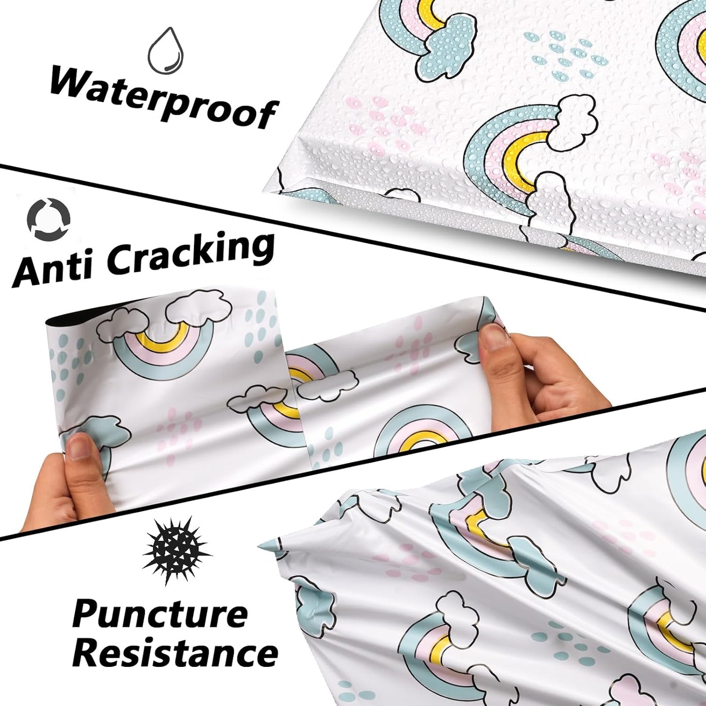 Poly Mailers 6x9 Inch 100 Pcs - Rainbow Printed Shipping Bags, 2.4mil Thickness, Waterproof and Tear Resistant Mailing Envelopes, Self-Sealing Packaging Bags for Small Business