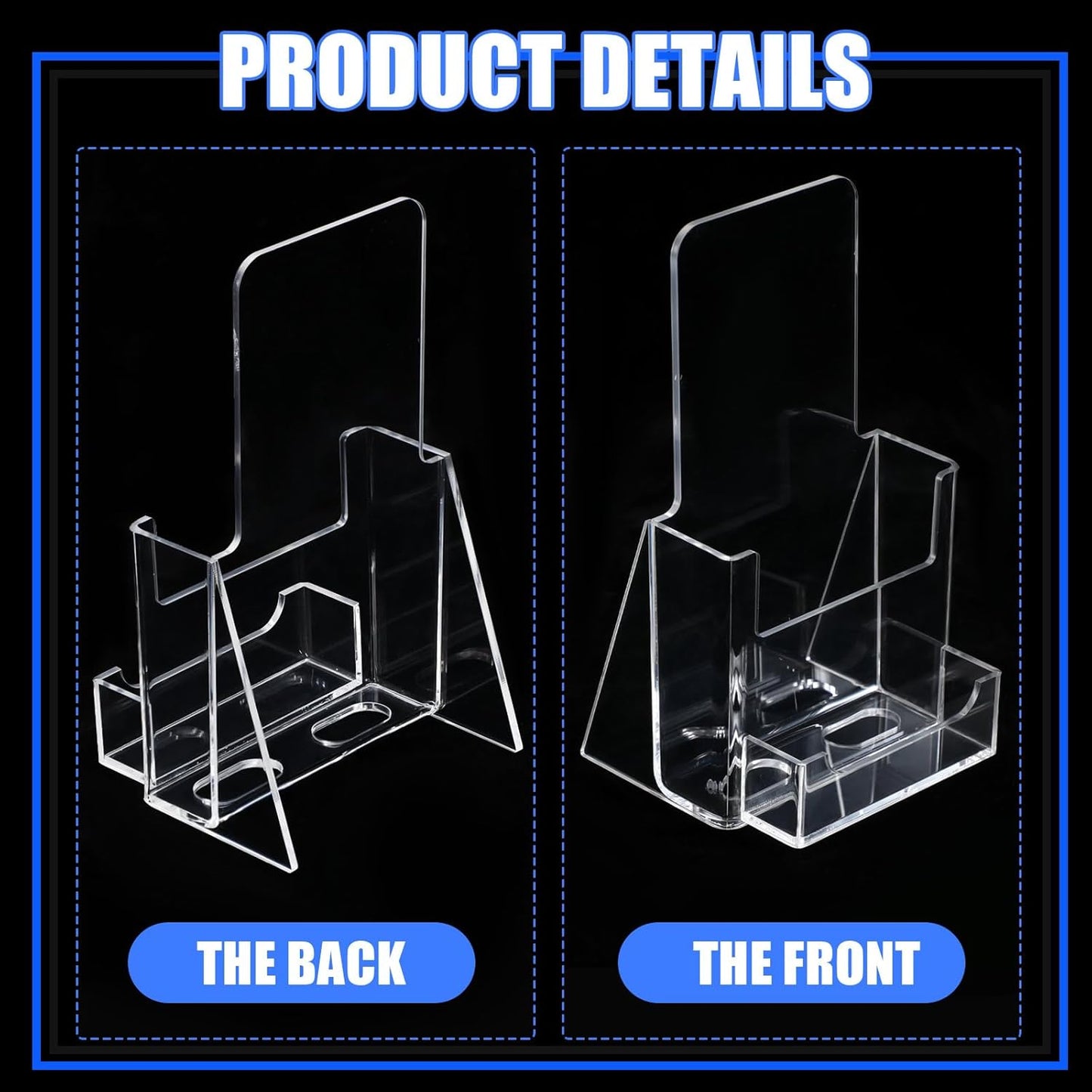 Wenqik Acrylic Brochure Holder with Business Card 4.1 Inch Rack Card Holder Pamphlet Display Stand Organizer for Menu Flyer Magazine Office Booklets(6 Pcs)