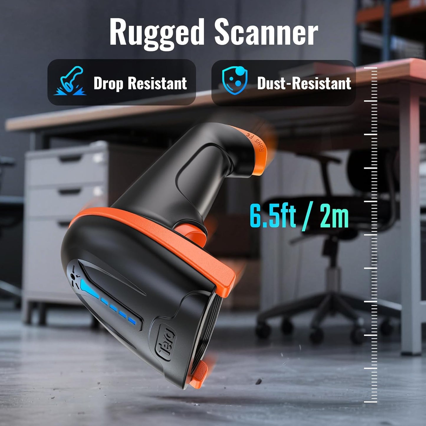 Tera 1D 2D QR Barcode Scanner Wireless and Wired with Battery Level Indicator Digital Printed Bar Code Reader Cordless Handheld Barcode Scanner Compact Plug and Play Model D5100