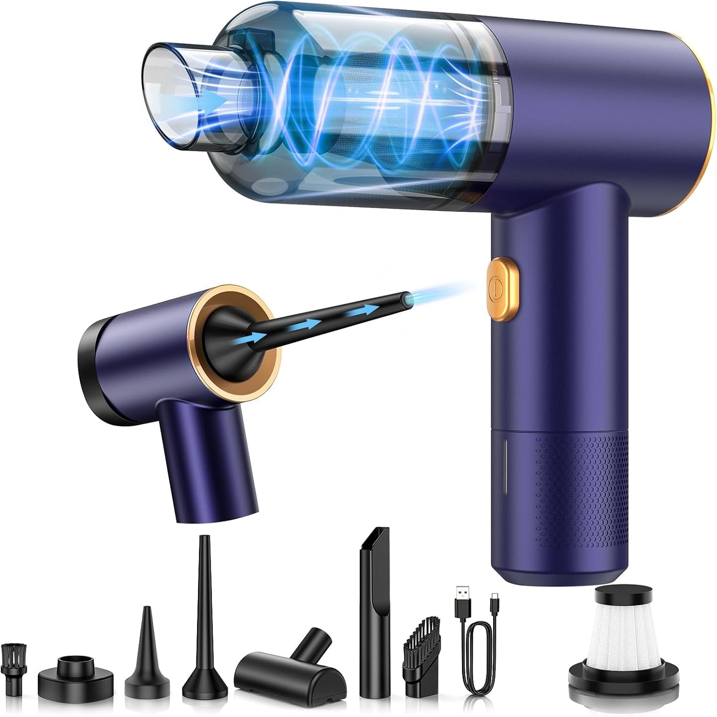 Handheld Car Vacuum Portable Cordless,18000PA High Power Vacuum Cleaner with Brushless Motor.7 in 1 Mini Hand Held Vacuum Rechargeable AirDuster/Blower for Car,Home,Ofice,Pet