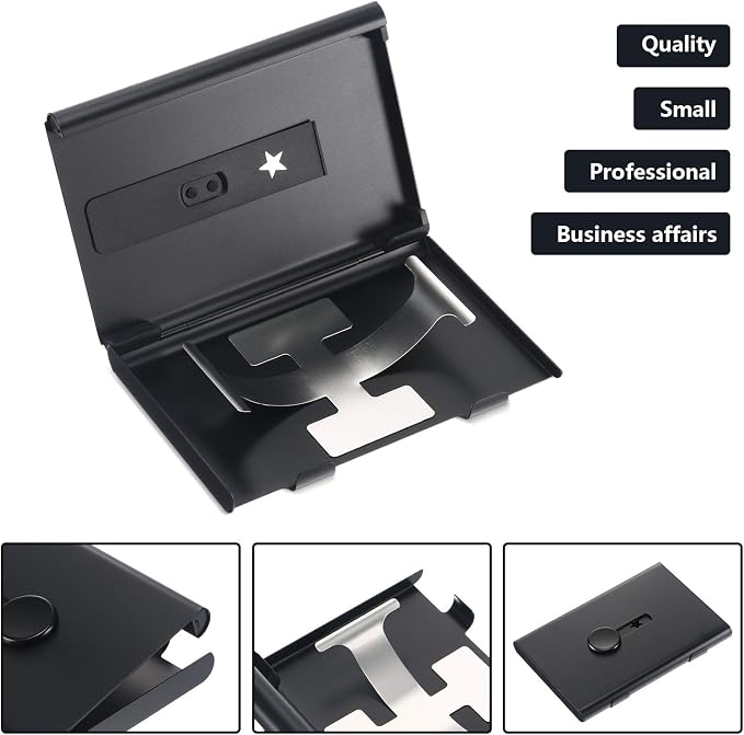 Tatuo 2 Pcs Business Card Holder Thumb Drive Black Red Stainless Steel Business - Image 3