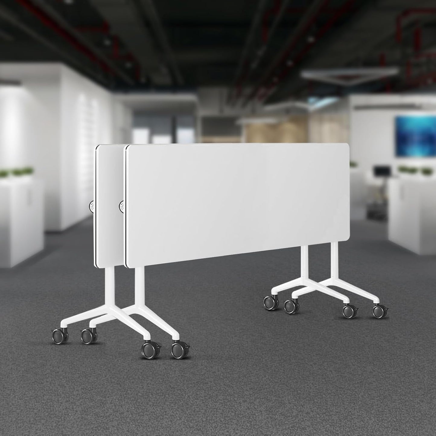 Folding Conference Room Tables 6 Pack, Foldable Modern Mobile Meeting Table Desk Training Table 6FT Large Rolling OfficeTable for Conference Training Classroom (2, 47.2" * 23.6" * 29.5")
