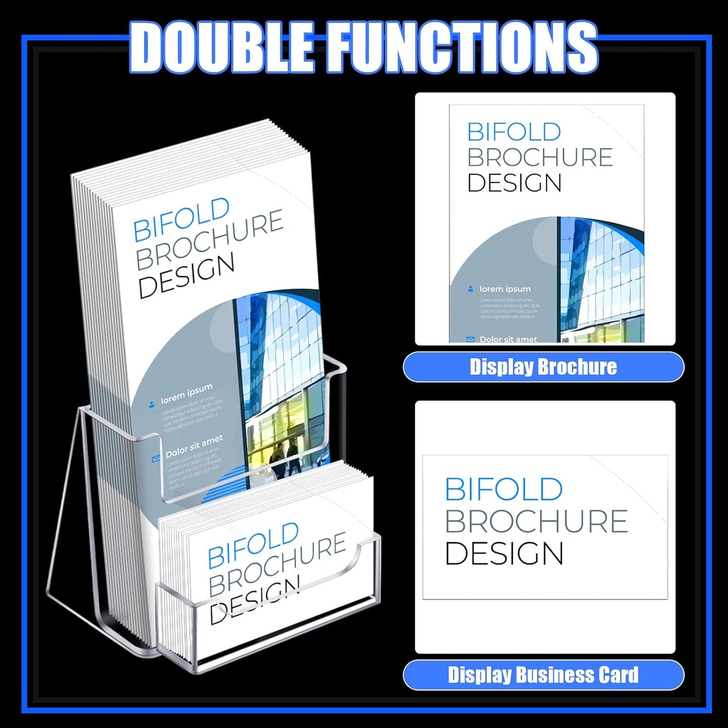 Wenqik Acrylic Brochure Holder with Business Card 4.1 Inch Rack Card Holder Pamphlet Display Stand Organizer for Menu Flyer Magazine Office Booklets(6 Pcs)