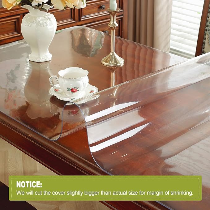 OstepDecor 28 x 48 Inch Clear Table Cover Protector, 2mm Thick Clear Plastic - Image 2