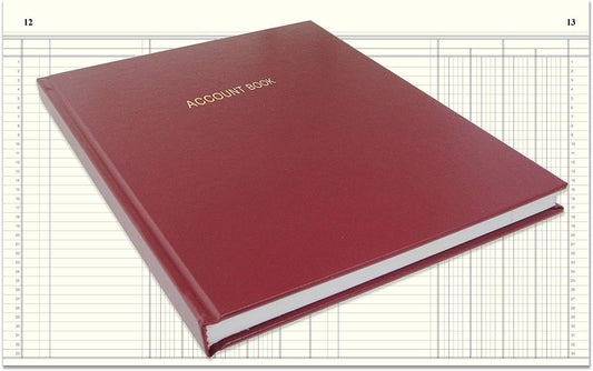 BookFactory Account Book/Ledger/Accounting Ledger/Account Notebook (4 (Four) Columns Columnar Book Format) - 312 Pages, 8'' x 10'', Burgundy Cover, Section Sewn Hardbound (ACT-312-S4CM-A-LMT16-AX)