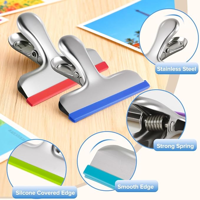 HOUSE AGAIN 8 Pack Stainless Steel Chip Bag Clips Covered - Image 7