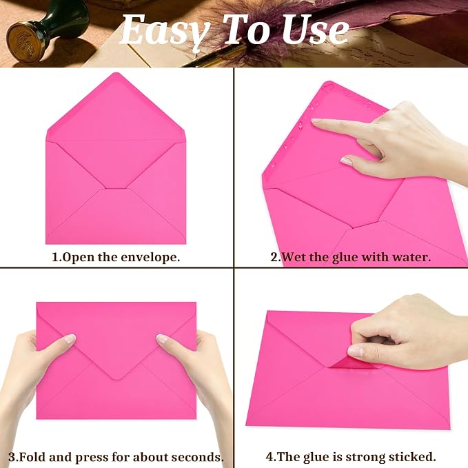 200 Pack A7 Envelopes, Rose Greeting Card Envelopes Self Seal, 5.24 x 7.24 in - Image 4