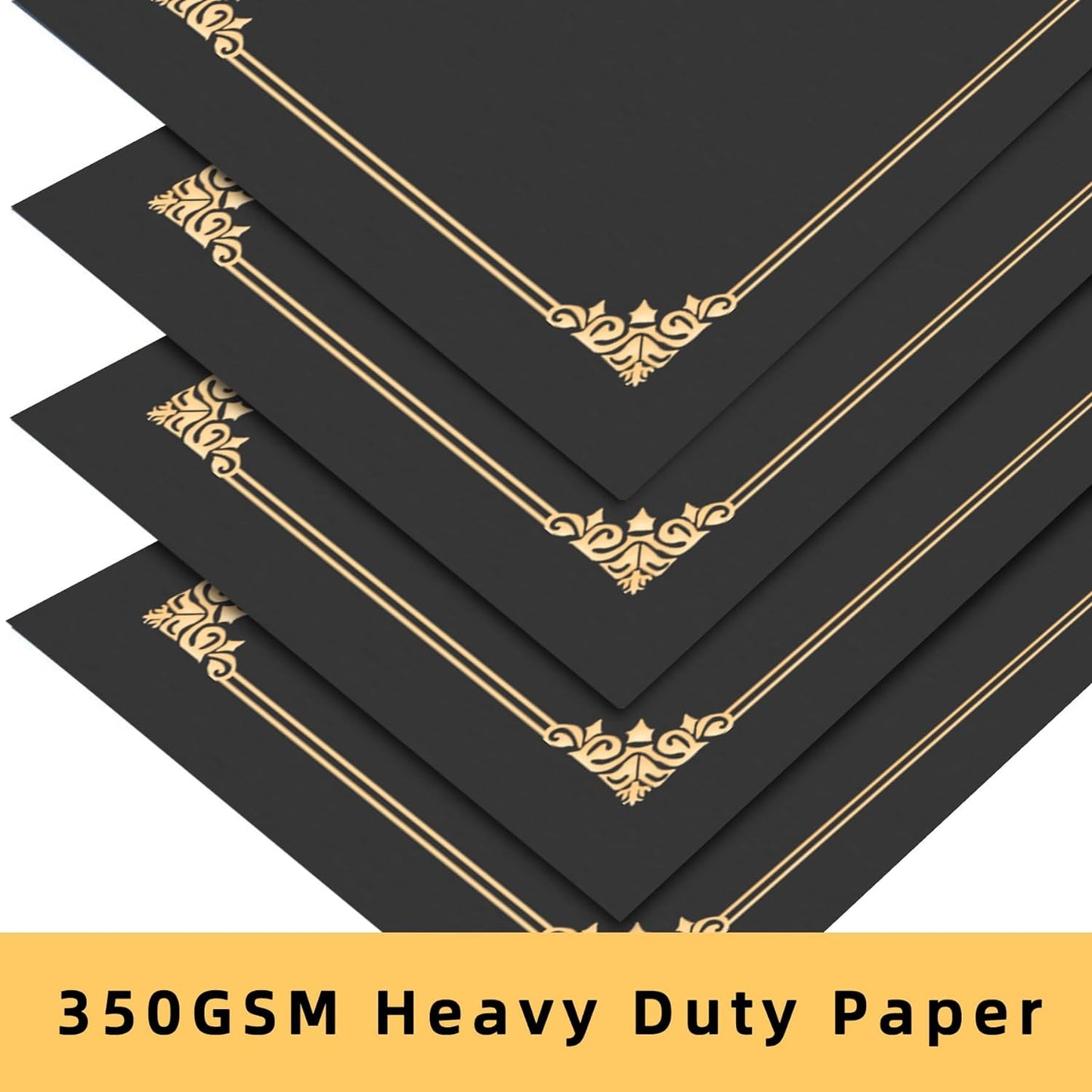 HAUTOCO 90 Pcs Certificate Holders, Black Diploma Folders Document Covers with Gold Foil Border for Letter Size 8.5x11 Cardstock, Award, Graduation