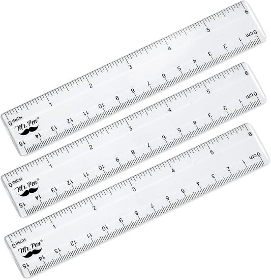 Mr. Pen- Plastic Rulers, 6 Inch, 3 Pack, Easy-to-Read Markings | by MrPen