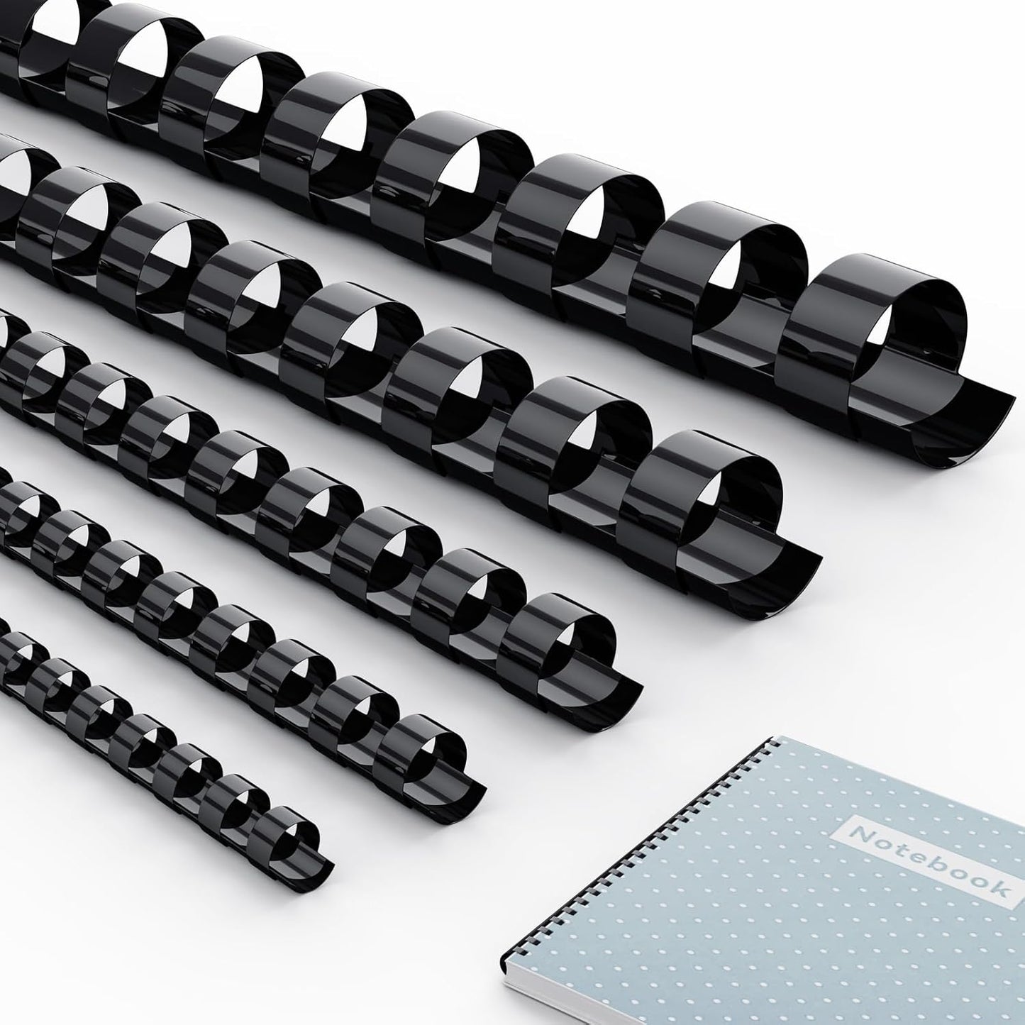 MAKEASY 100 Pack 19-Ring Comb Binding Spines for LTR, Plastic Binding Combs, 5/8Inch Diameter, 125 Sheet Capacity, Black Binding Combs