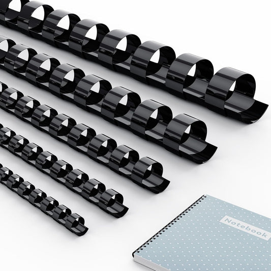 MAKEASY 100 Pack 19-Ring Comb Binding Spines for LTR, Plastic Binding Combs, 1/4Inch Diameter, 20 Sheet Capacity, Black Binding Combs