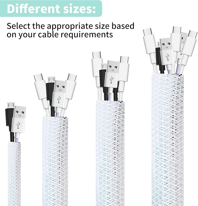Split Wire Loom 3/8 Inch 50ft, Braided Cable Sleeve - Image 7