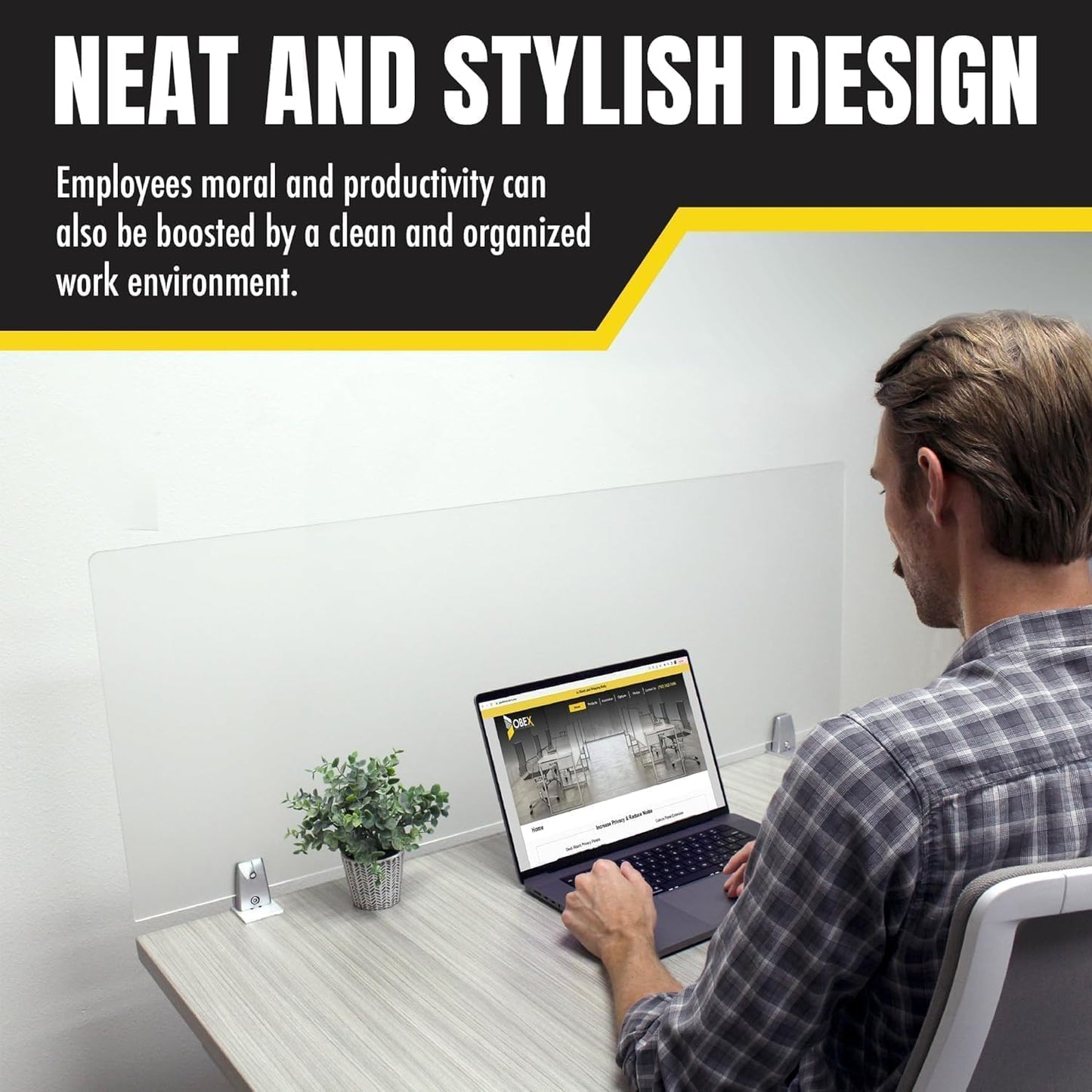 OBEX Frosted Acrylic Desk Mounted Privacy Panel, 12" x 72", Frosted